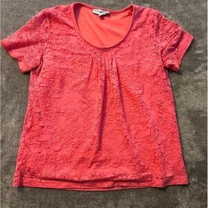Southern Lady Blouse Womens Medium‎ Pink/coral Short Sleeve